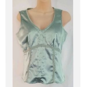 Womens Jones Wear Mint Green Sleeveless Top Lace Trim w Studs Decoration Size 8P